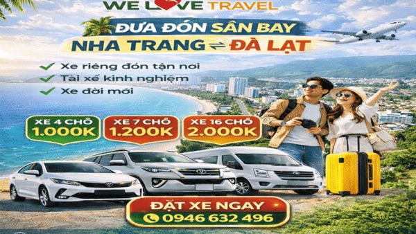Dịch vụ xe riêng đưa đón sân bay Cam Ranh về Đà Lạt giá rẻ của We Love Travel