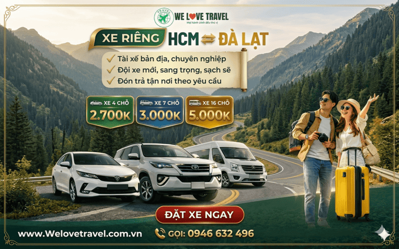 Dịch vụ thuê xe riêng từ Đà Lạt đi Sài Gòn giá rẻ - We Love Travel.